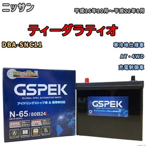 バッテリー デルコア GSPEK ニッサン ティーダラティオ DBA-SNC11 AT・4WD N-65