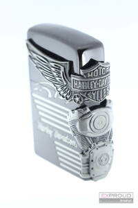 良品★R03 zippo ジッポー HARLEY DAVIDSON ハーレーダビッドソン ブラックイオン HDP-25 ニッケル 日本国内限定モデル 火花確認済み