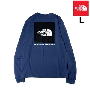 1円～!売切!【正規新品】THE NORTH FACE◆L/S BOX NSE TEE 長袖 Tシャツ ロンT US限定 ボックスロゴ 男女兼用 キャンプ(L)青 180902-5