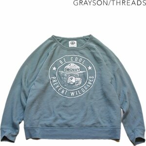 1点物◆Grayson/Threads熊プリントスウェット古着メンズレディースOKアメカジ90sストリート/スポーツUSブランド中古トレーナー丸首372219