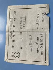 中古品　送料210円　東北新幹線　乗車券　切符　国鉄　キップ 昭和57年 東京都内 古川 