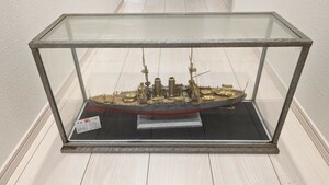 軍艦三笠　戦艦　東郷平八郎　ヴィッカース造船所　金属製模型　ガラスケース入り　300分の1模型　
