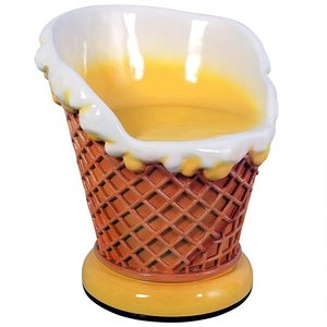 アイスクリーム・パーラー 彫像チェア: 椅子アート彫刻 ワッフルコーンチェア　庭園オーナメント お菓子 レストラン 輸入品