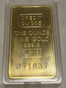金貨長方形 スイスCREDITSUISSE　/インゴット記念金貨コイン・GOLD 31.7gシリアルナンバー入り24kgp Gold Plated 専用ケース付き