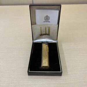 【TC0419】 dunhill ダンヒル ガスライター ケース付き スリム ゴールドカラー 火花のみ確認済 喫煙具 喫煙グッズ 汚れあり キズあり