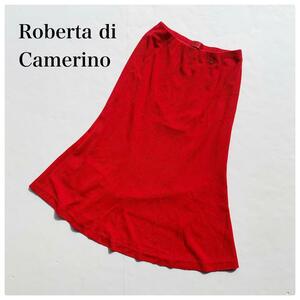 Roberta di Camerino ロベルタディカメリーノ スカート 赤 レッド 42 XL相当 LL ミモレ タイト マーメイド 薄手ニット 大きいサイズ 