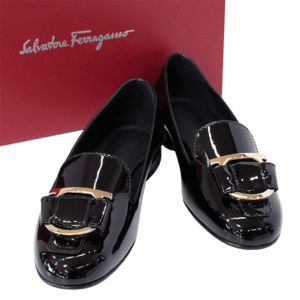 【送料無料】【本物】SalvatoreFerragamo★サルヴァトーレフェラガモ★フラットシューズ★パンプス★エナメル★ブラック★4 1/2★約22.5cm