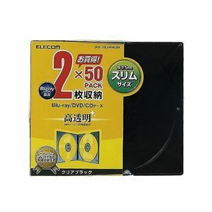 【新品】(まとめ)エレコム Blu-ray/DVD/CDケース(スリム/PS/2枚収納) CCD-JSCSW50CBK【×2セット】