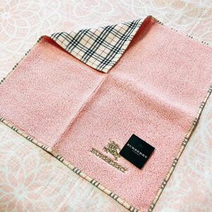 【人気柄】新品/BURBERRY/タオルハンカチ/正規品/バーバリー/綿100%/未使用/即決あり/匿名発送/ノバチェック/ハンドタオル/ピンク日本製/