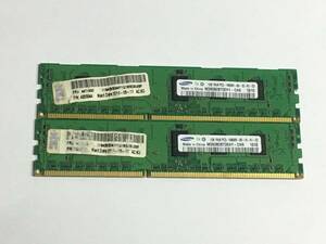 【中古パーツ】　サーバーメモリー SAMAUNG 1GB 1R*8 PC3-10600R-9-10-A1-D2 1GBx2枚　計2GB　1010　■Z045