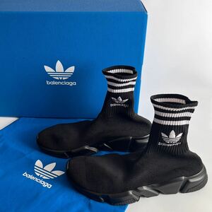 新品同様 希少BALENCIAGA adidas バレンシアガアディダス 23SS スピードトレーナー2.0 サイズ42 27,5cm ブラック ソックスニーカー メンズ