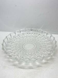 送料無料g11002 HOYAクリスタル ふらいでい 仕切り付き 大皿 ガラス製 盛皿 洋食器 未使用品