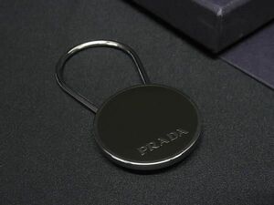 1円 ■美品■ PRADA プラダ M714 キーリング キーホルダー チャーム メンズ レディース ブラック系×シルバー系 BF7461