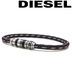 DIESEL ディーゼル ネイビー×レッド×シルバー ブレスレット DX1184040