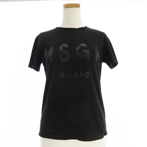 エムエスジーエム MSGM Tシャツ 半袖 丸首 クルーネック ロゴ プリント 黒 ブラック S ■SM0 レディース