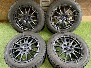 美品　185/60R15 84Q DUNLOP WINTERMAXX スタッドレス 2021年製　バリ山4本セット　15x6J ET 43 PCD 100 5H シエンタ　プリウス20、30等