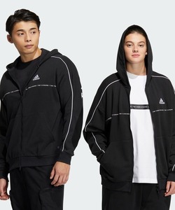 「adidas」 ジップアップパーカー LARGE ブラック メンズ