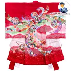 女児祝い着 初着 産着 正絹 金彩 束ね熨斗 着物 kimono A-1073