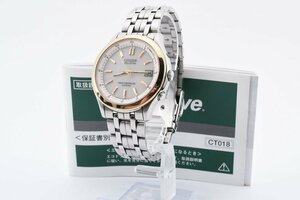 美品 稼働品 シチズン エコドライブ デイト ラウンド コンビ ソーラー メンズ 腕時計 CITIZEN Eco-Drive