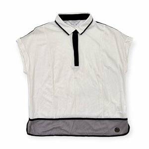 LANVIN SPORT ランバン フレンチスリーブ 半袖シャツ ポロシャツ ブラウス 薄手 42/白 ホワイト 系 レディース