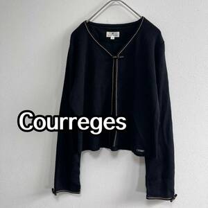 クレージュ　リボン　カーディガン　11 L Courreges ブラック　黒