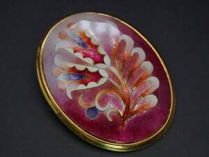 【999】Cutting Cloisonne 刻印 七宝焼 ブローチ アクセサリー TIA