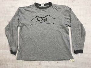 SHIPS シップス DIGS GRAPHIC-T 日本製 レトロ ストリート トリム リンガー 長袖Tシャツ カットソー メンズ L グレー/黒