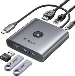 ORICO USB C ハブ 6-in-1 3*USB3.0ポート 4K@30HZ HDMI出力ポート ギガビットイーサネット 「管理番号：OZ86」