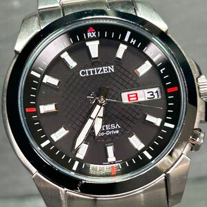 美品 CITIZEN シチズン ATTESA アテッサ ATD53-2983 腕時計 エコドライブ ソーラー 電波時計 カレンダー アナログ チタニウム 動作確認済み