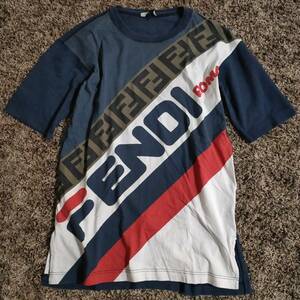 1円~【入手困難・美品】フェンディ FENDI 半袖 Tシャツ フィラ FIRA コラボ ズッカ ズッキーノ ブラウン メンズ XXS