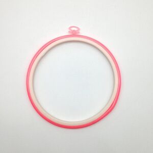 【訳あり】刺繍枠 クロスステッチ 丸型 プラスチック製 (ピンク, 小サイズ)j706146579