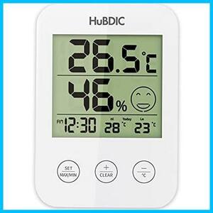 ★HT-3(ホワイト)★ HuBDIC (最高/最低の温湿度記録) 温湿 湿度 時間 顏マーク 置き型 壁掛け 赤ちゃん 子ども リビング 大画面 高精度