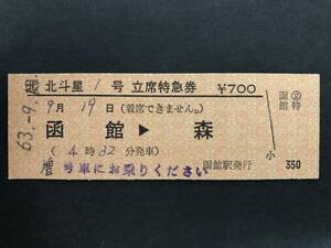 ☆JR北海道　北斗星1号　立席特急券　函館→森