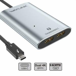 Wavlink サンダーボルト３ HDMIアダプター デュアル4K ディスプレイアダプター Mac＆Windows 対応(USB-Cとは非対応となります）