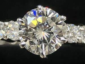 【CGL鑑定書付】 NINA RICCI Pt900 ダイヤ0.35 ＋ 0.10ct 約12.5号 3.5g ダイヤモンド G VS2 GOOD 中央宝石研究所