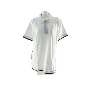 ポロシャツ レディース 配色デザイン 看護師 介護士 LL オフホワイト 送料250円