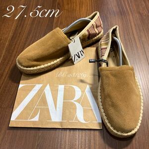 新品 ZARA 本革 スリッポン 27.5cm 43 SUEDE BEIGE メンズ ザラ スウェード スニーカー シューズ 紐なし