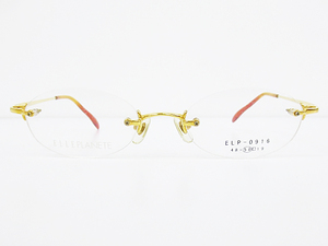 ∞【デッドストック】ELLE PLANETE エルプラネット 眼鏡 メガネフレーム ELP-0916 50[]19-135 メタル ツーポイント ゴールド □H8