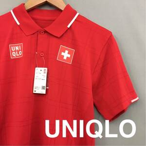 ユニクロ UNIQLO 【新品未使用】【タグ付き】男性 メンズ Mサイズ 半袖 レッド 赤 RFドライEX ポロシャツ テニス リサイクル ロゴ£▲