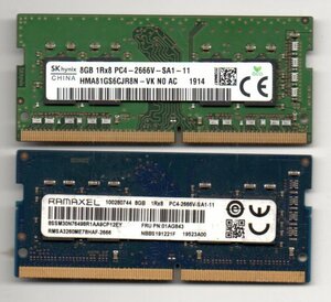 DDR4 ★ ノート用メモリ　1Rx8　PC4-2666V-SA1-11　8GB×2枚セット　計 16GB ☆ 両面チップ ★