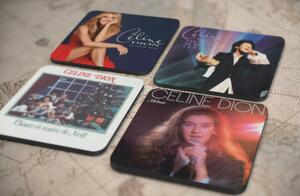 人気レア!《セリーヌ・ディオン-Celine Dion》オリジナル・アルバム ジャケット デザイン コルク製 コースター 4個セット-29-32(8)