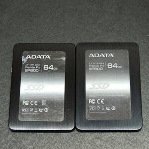 【2台まとめ売り/検品済み】ADATA SSD SP600 64GB ASP600S3-64GM (使用時間：134h/1631h) 管理:サ-67