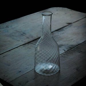 18-19世紀 スウェーデン 古い手吹きガラス ツイストボトル / アンティーク 北欧 硝子 ワイン デキャンタ ウォーター カラフェ 水差し 花器