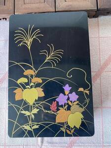 漆器 　蒔絵 文箱 硯箱 　螺鈿入　書道具 書道 小物入　約25＊16.5＊H7.5cm 現状品