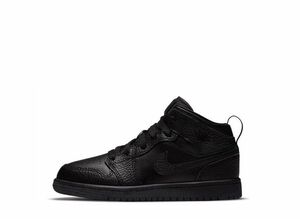 Nike PS Air Jordan 1 Mid "Triple Black/Tumbled Leather" 17cm 640734-091