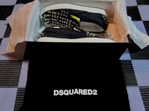 ブランドDSQUARED2ディースクエアード本物メンズ スタッズ付高級デニムスニーカー（スリッポン）サイズ42（27.0㎝）新品同様●特価ドルガバ