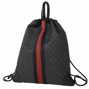 グッチ GUCCI GG柄 リュックサック ナップサック リュック コーティングキャンバス ブラック 473872 レディース 中古