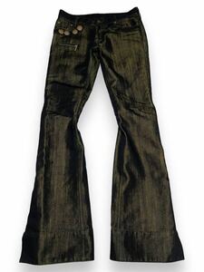 00s Japanese label Veronica red reche flare lame pants denim collection archive japan brand sick vintage 