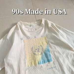 90s USA製 WORLD PEACE　世界平和　Tシャツ シングルステッチ XL