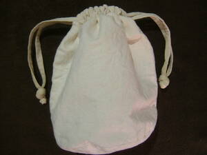 即決　巾着バッグ　生成り色　底直径14.5×23cm　綿100％　巾着袋　手提げバッグ